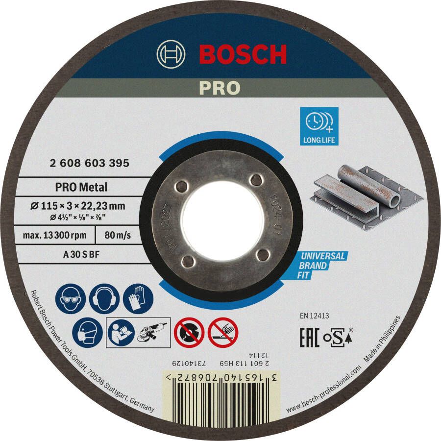Bosch Accessoires Doorslijpschijf recht Expert for Metal AS 30 S BF 115 mm 22 23 mm 3 0 mm 1 stuks 2608603395