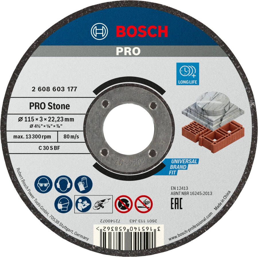 Bosch Accessoires Doorslijpschijf recht Standard for Stone C 30 S BF 115 mm 22 23 mm 3 0 mm 1 stuks 2608603177