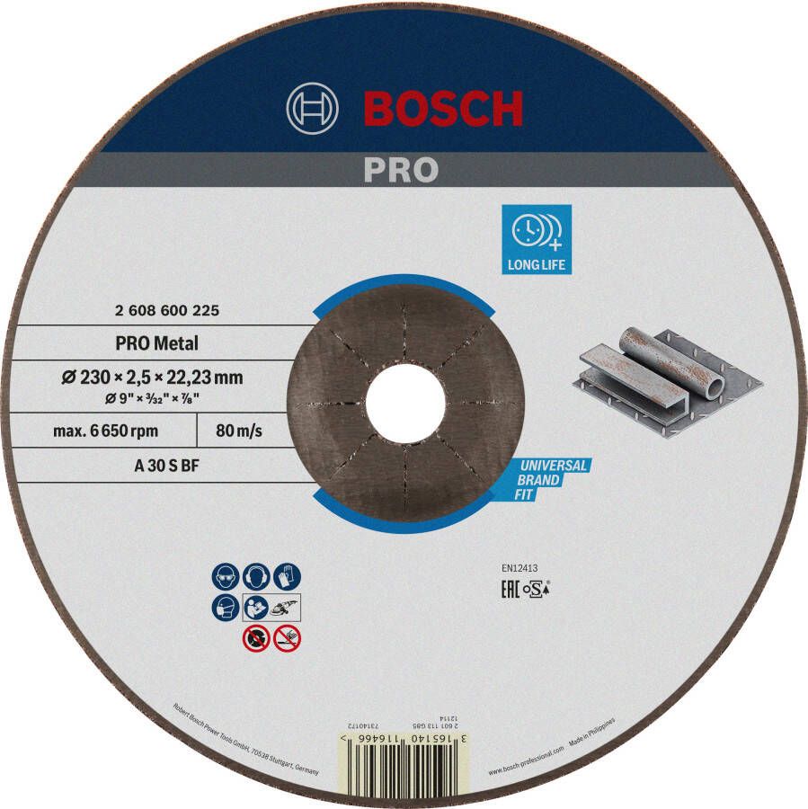 Bosch Accessoires Doorslijpschijven | Metaal | 230x2 5 mm | per 1 | 2608600225