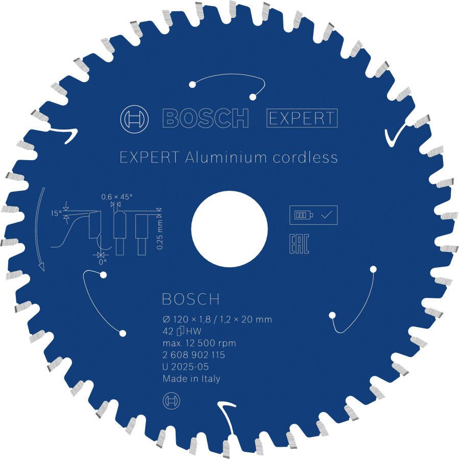Bosch Accessoires EXPERT Aluminium cordless Cirkelzaagblad | 120 x 1 8 1 2 x 20 mm | T42 2608902115