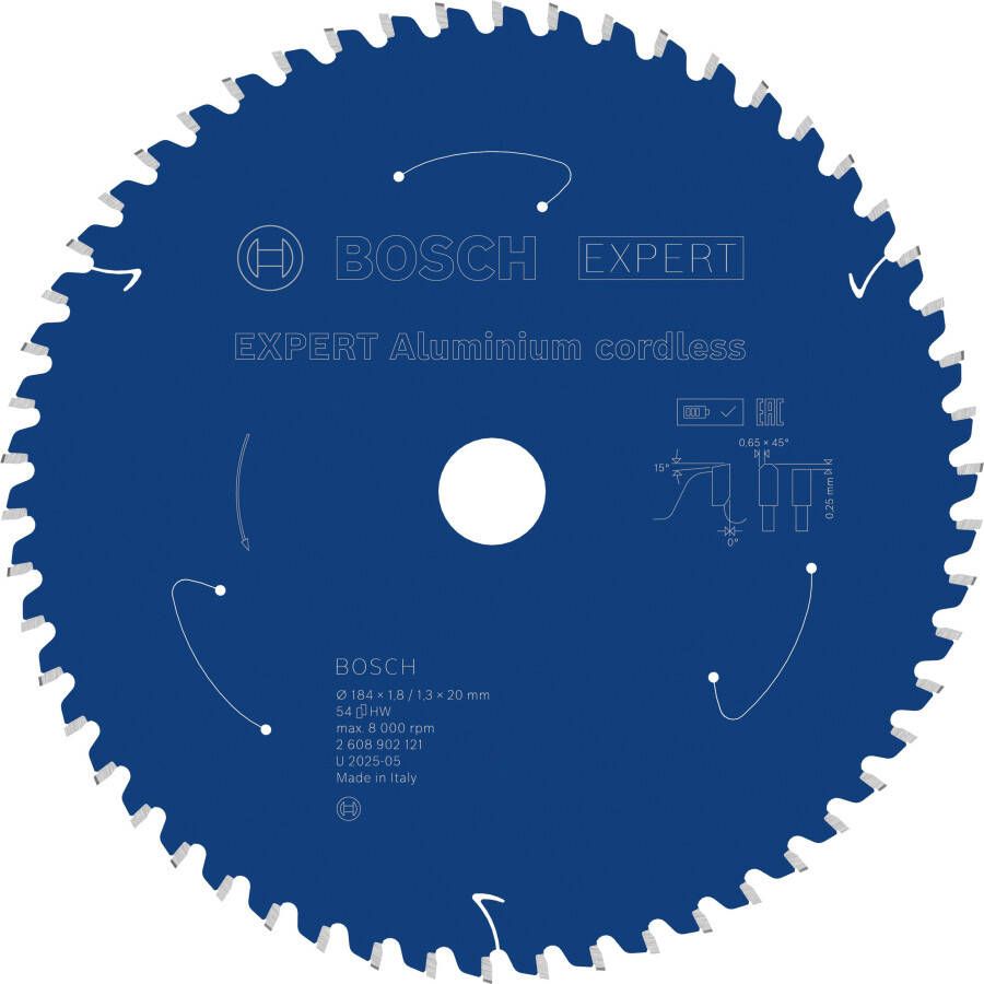 Bosch Accessoires EXPERT Aluminium cordless Cirkelzaagblad | 184 x 1 8 1 3 x 20 mm | T54 2608902121