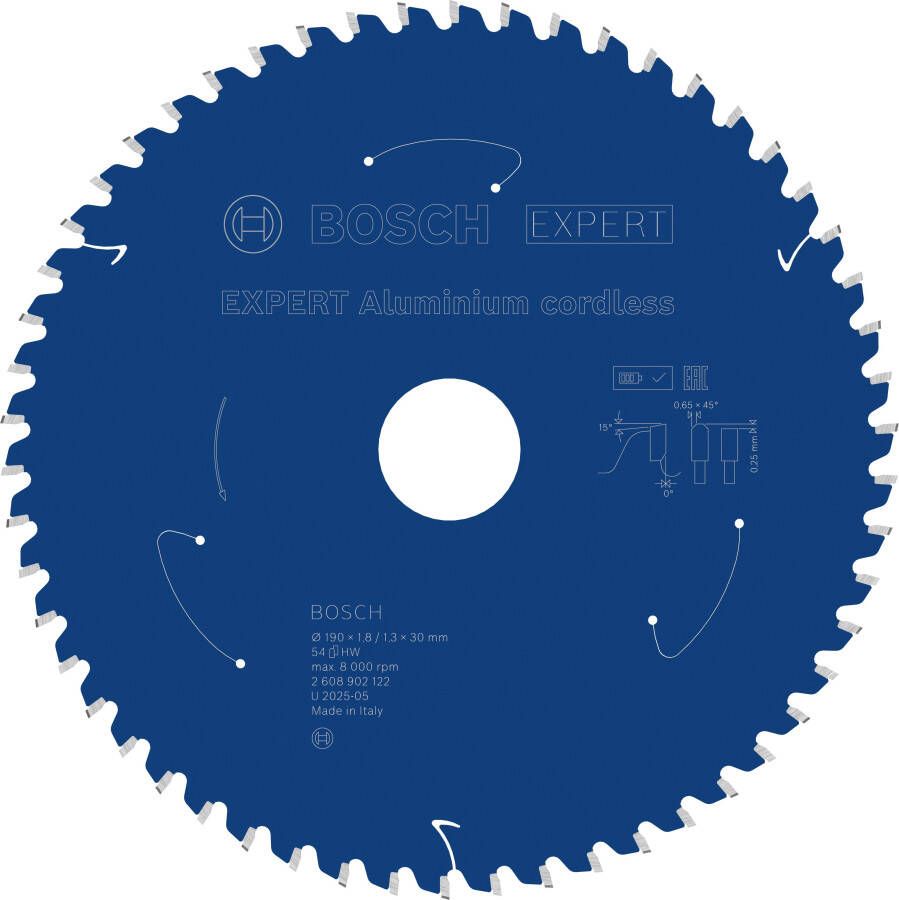 Bosch Accessoires EXPERT Aluminium cordless Cirkelzaagblad | 190 x 1 8 1 3 x 30 mm | T54 2608902122