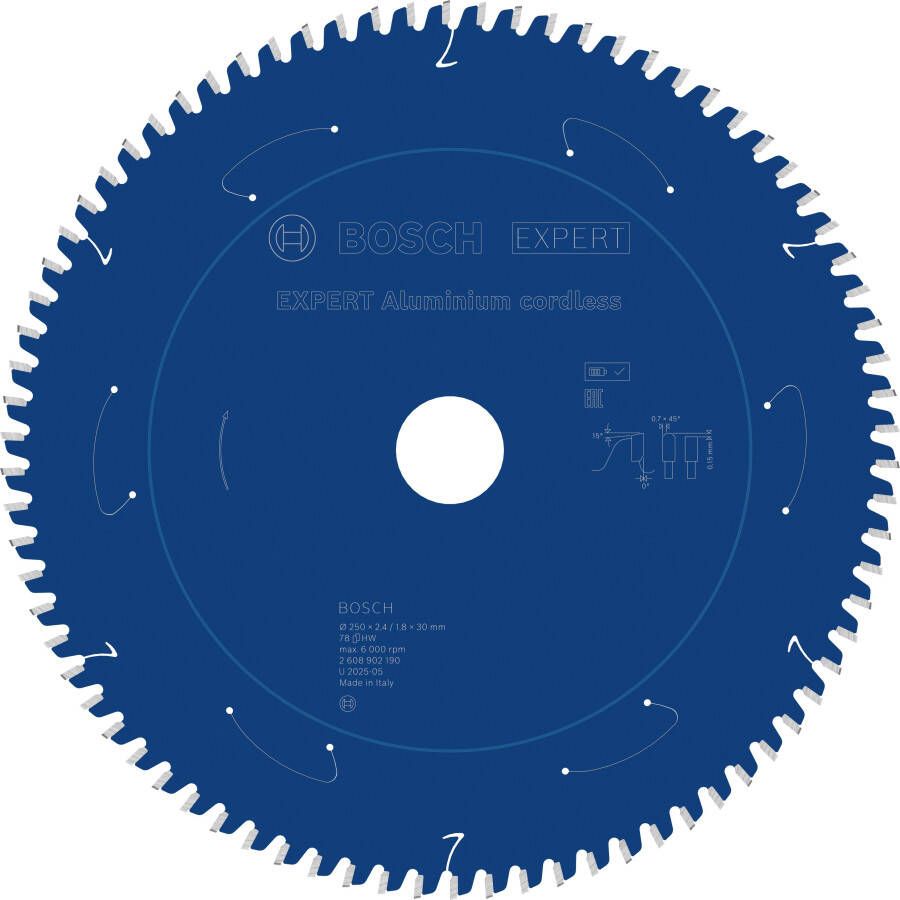 Bosch Accessoires EXPERT Aluminium cordless Cirkelzaagblad | 250 x 2 4 1 8 x 30 mm | T78 2608902190