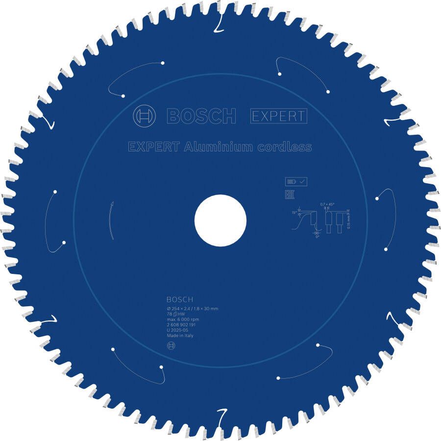 Bosch Accessoires EXPERT Aluminium cordless Cirkelzaagblad | 254 x 2 4 1 8 x 30 mm | T78 2608902191