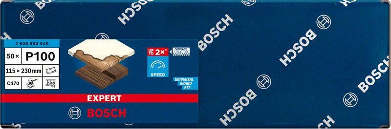 Bosch Accessoires Expert C470 schuurpapier voor vlakschuurmachines 115 x 230 mm K100 50-delig 2608900945