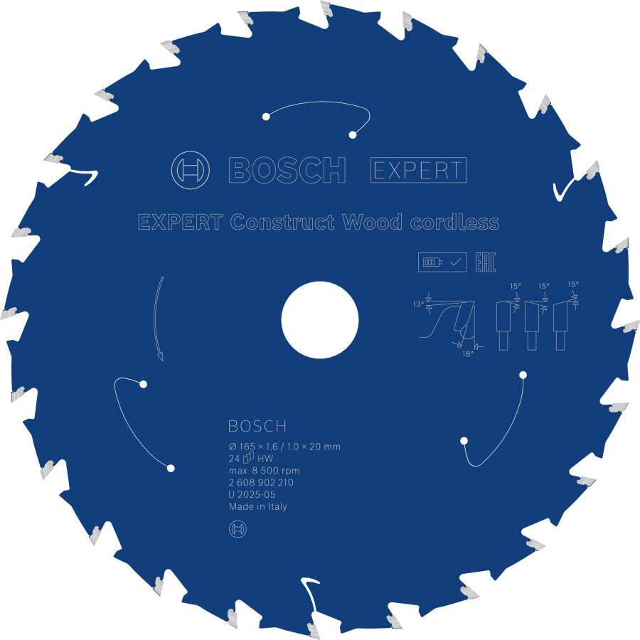 Bosch Accessoires EXPERT Construct Wood cordless Cirkelzaagblad | 165 x 1 6 1 x 20 mm | T24 2608902210