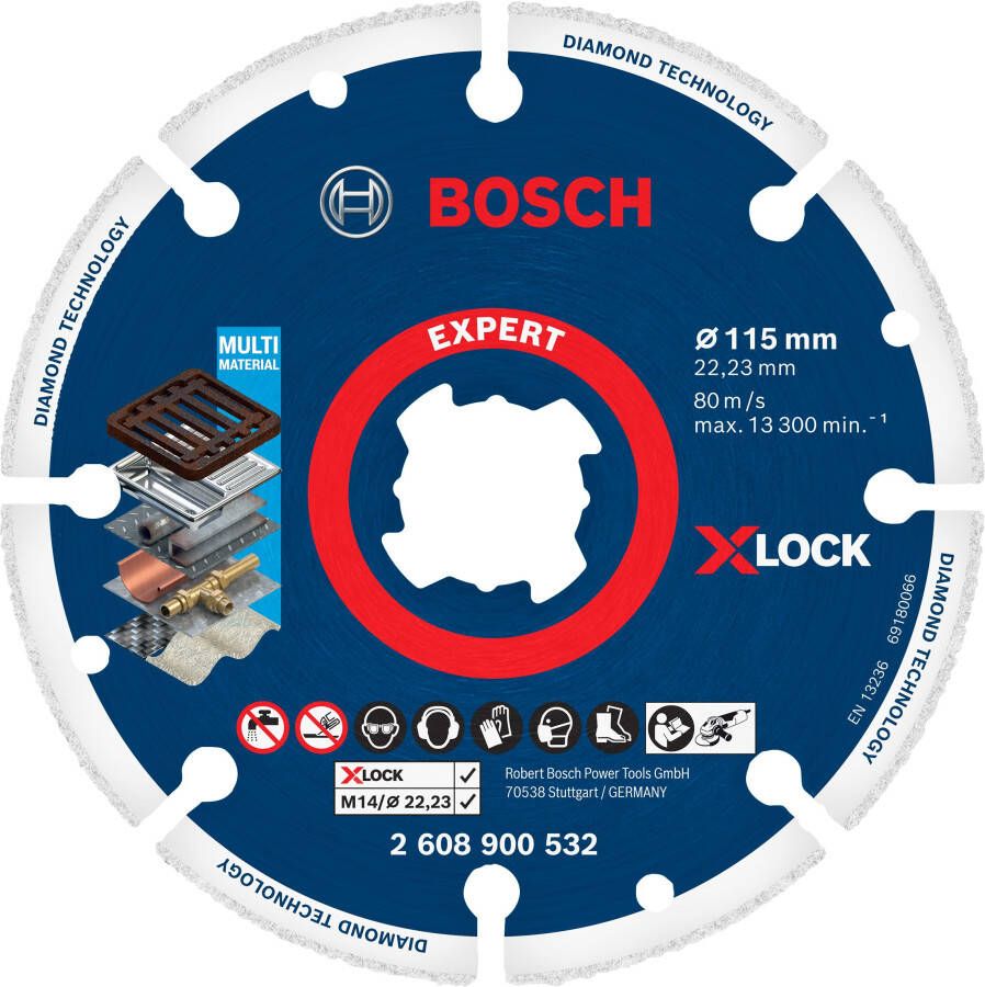 Bosch Accessoires Expert Diamond Metal Wheel X-LOCK doorslijpschijf 115 x 22 23 mm 1 stuk(s) 2608900532
