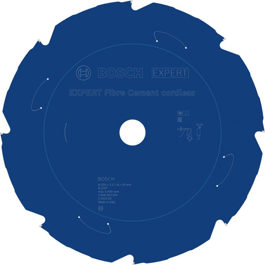 Bosch Accessoires EXPERT Fibre Cement cordless-Cirkelzaagblad | 305 x 2 1 6 x 30 mm | T8 2608902204