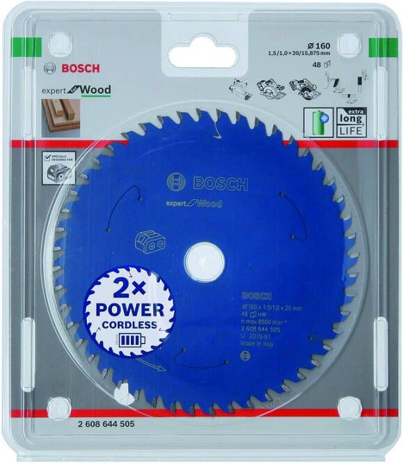 Bosch Accessoires Expert for Wood cirkelzaagblad voor accuzagen 160x1 5 1x20 T48 1 stuk(s) 2608644505