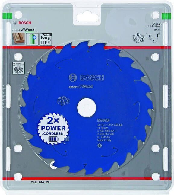 Bosch Accessoires Expert for Wood cirkelzaagblad voor accuzagen 216x1 7 1 2x30 T24 1 stuk(s) 2608644520