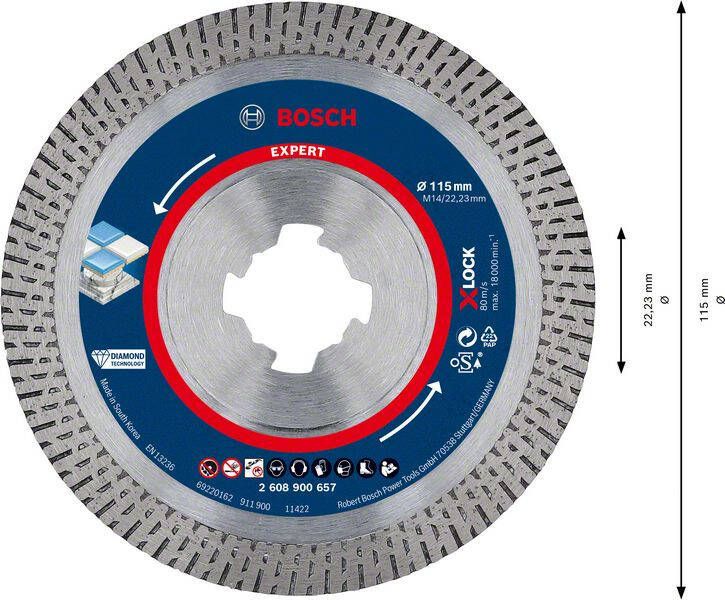 Bosch Accessoires Expert HardCeramic X-LOCK diamantdoorslijpschijf 115 x 22 23 x 1 6 x 10 mm 1 stuk(s) 2608900657