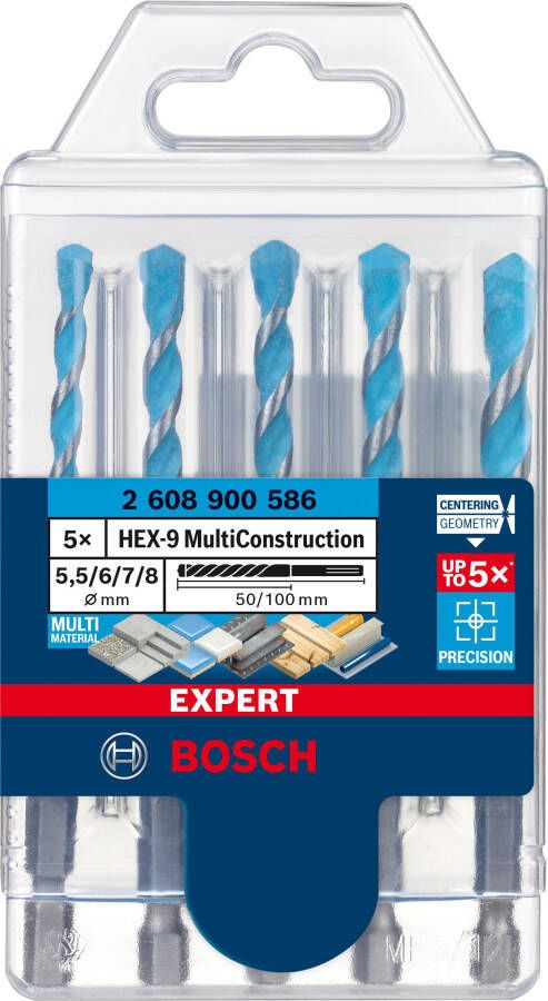 Bosch Accessoires EXPERT HEX-9 Multi Construction boorset 5 |5 6 6 7 8 mm | 5-delig 2608900586