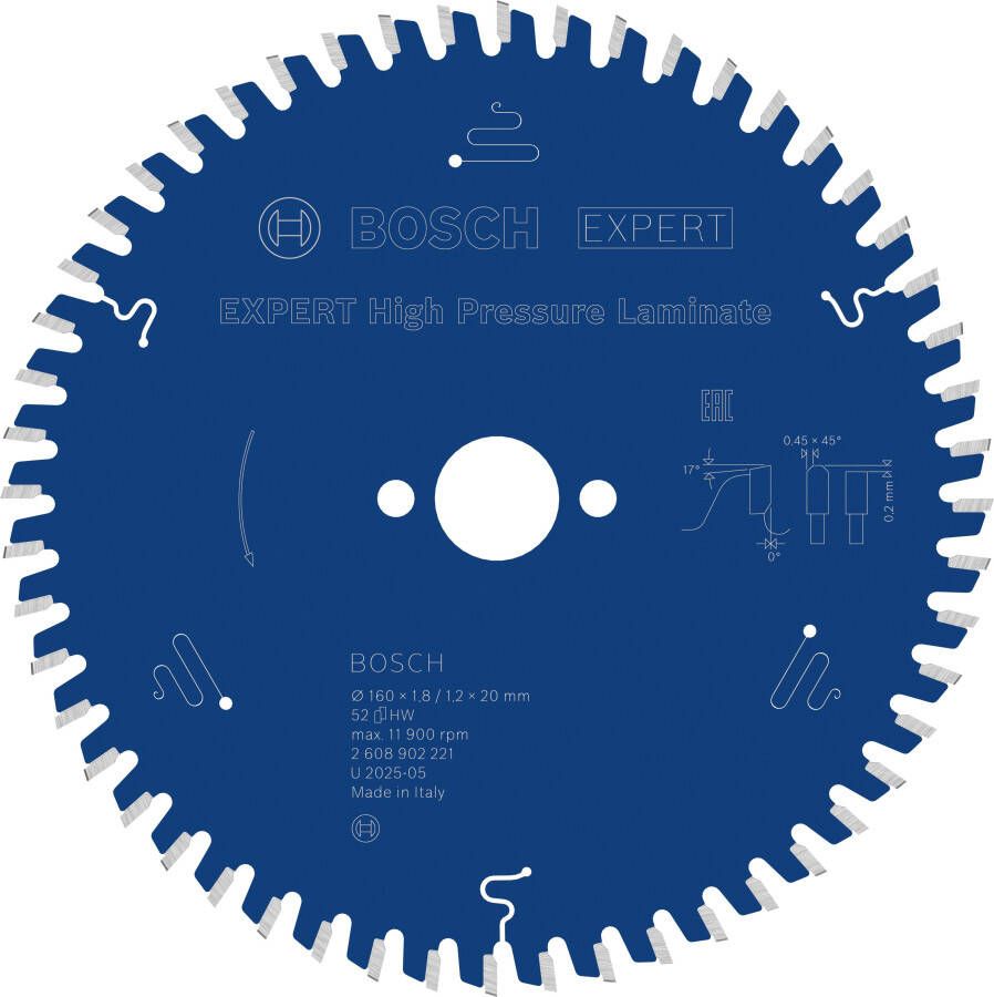 Bosch Accessoires EXPERT High Pressure Laminate Cirkelzaagblad | 160 x 1 8 1 2 x 20 mm | T52 2608902221