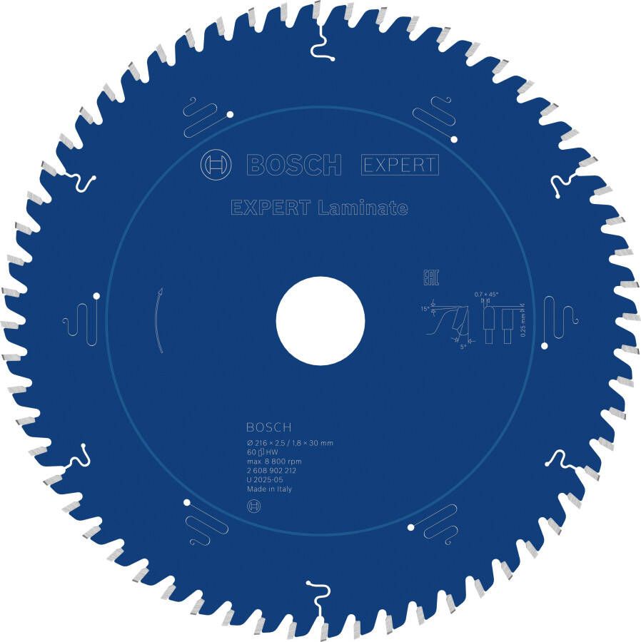 Bosch Accessoires EXPERT Laminate Cirkelzaagblad | 216 x 2 5 1 8 x 30 mm | T60 2608902212
