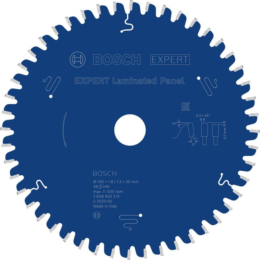 Bosch Accessoires EXPERT Laminated Panel-Cirkelzaagblad | 165 x 1 8 1 3 x 20 mm | T48 2608902214