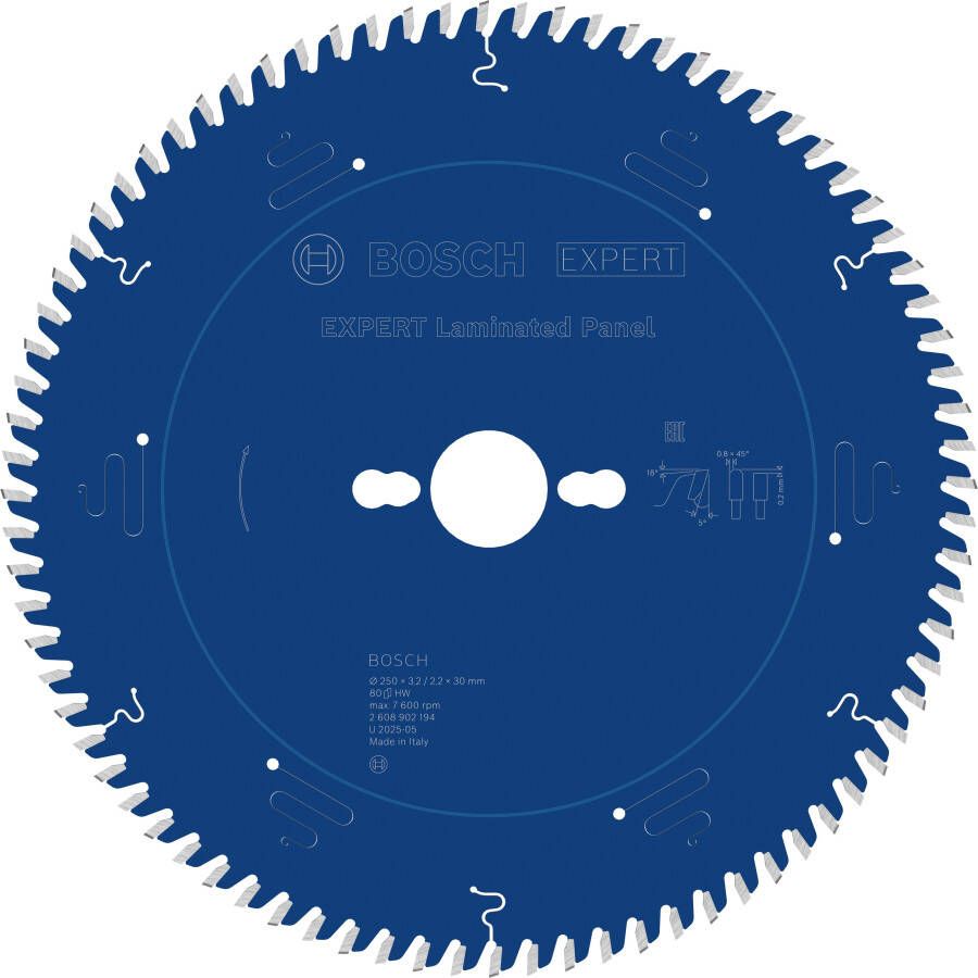Bosch Accessoires EXPERT Laminated Panel-Cirkelzaagblad | 250 x 3 2 2 x 30 mm | T80 2608902194