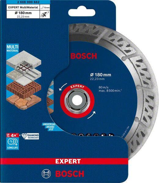 Bosch Accessoires Expert MultiMaterial diamantdoorslijpschijf 180 x 22 23 x 2 4 x 12 mm 1 stuk(s) 2608900662