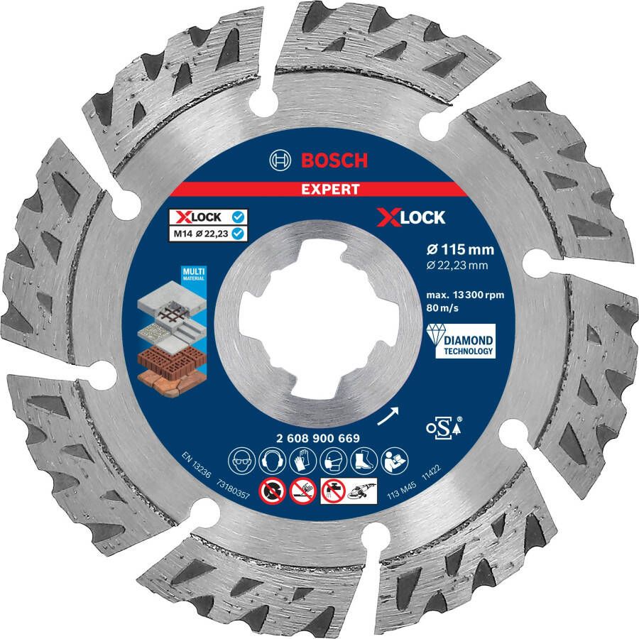 Bosch Accessoires Expert MultiMaterial X-LOCK diamantdoorslijpschijf 115 x 22 23 x 2 4 x 12 mm 1 stuk(s) 2608900669