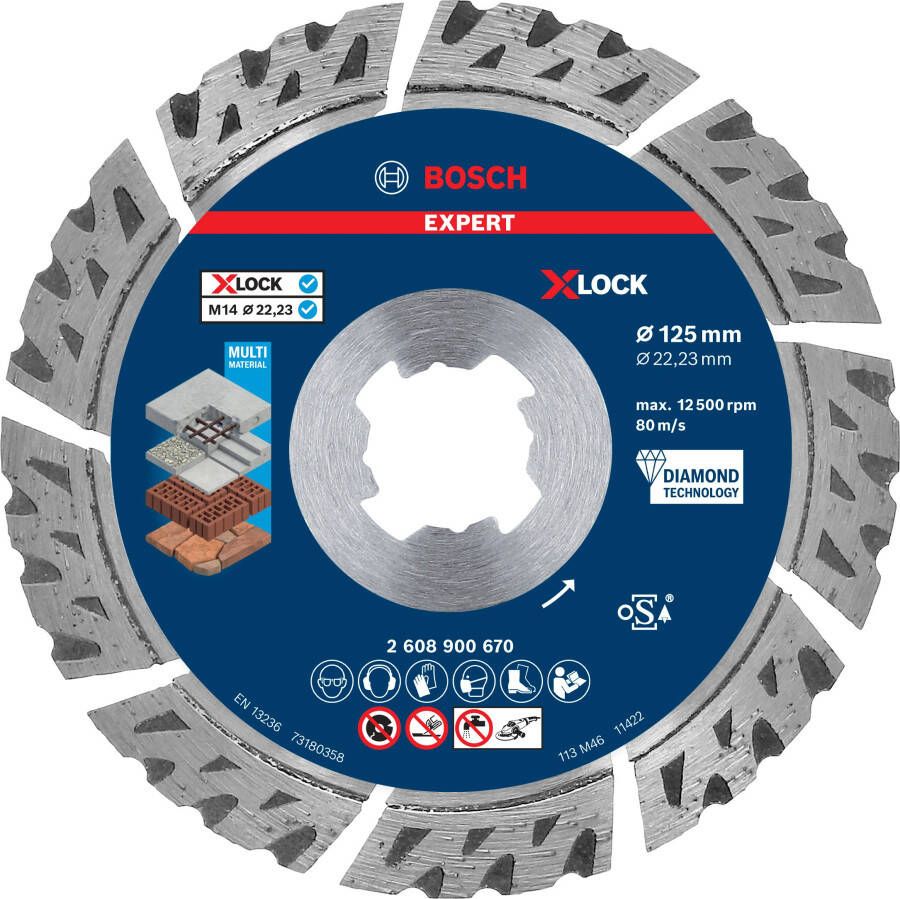 Bosch Accessoires Expert MultiMaterial X-LOCK diamantdoorslijpschijf 125 x 22 23 x 2 4 x 12 mm 1 stuk(s) 2608900670