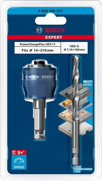 Bosch Accessoires Expert Power Change Plus systeemadapter voor gatzagen 11 mm HSS-G boor 7 15 x 105 mm 1 stuk(s) 2608900527