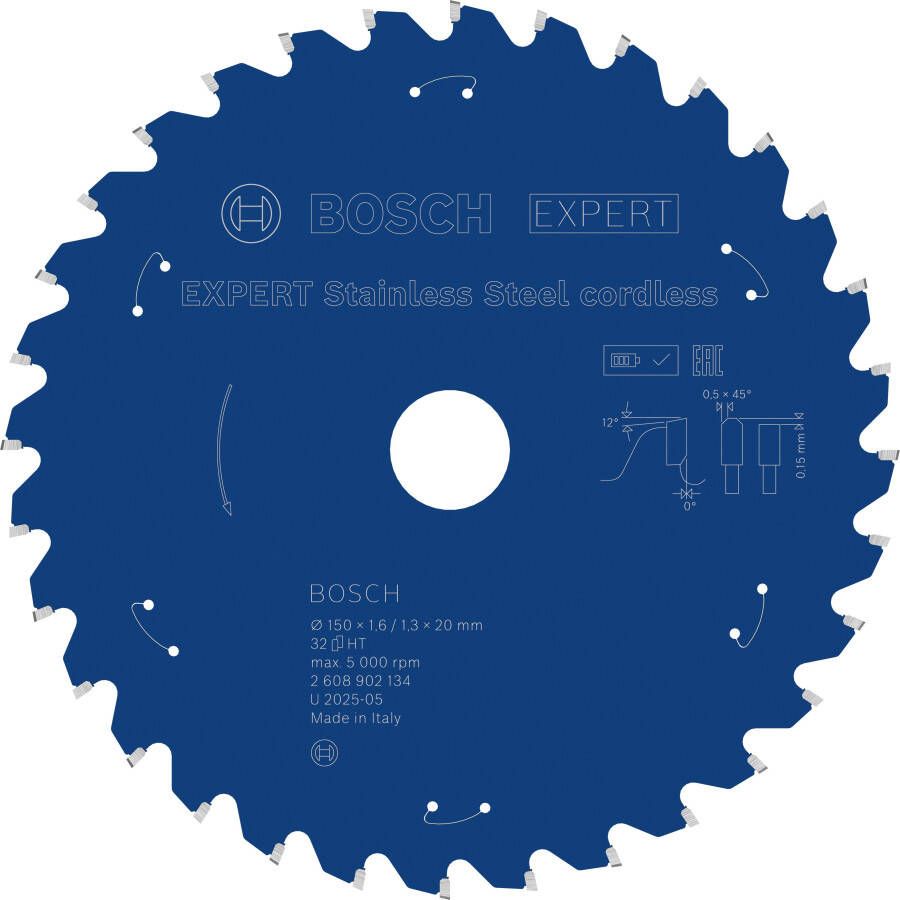 Bosch Accessoires EXPERT Stainless Steel cordless Cirkelzaagblad | 150 x 1 6 1 3 x 20 mm | T32 2608902134
