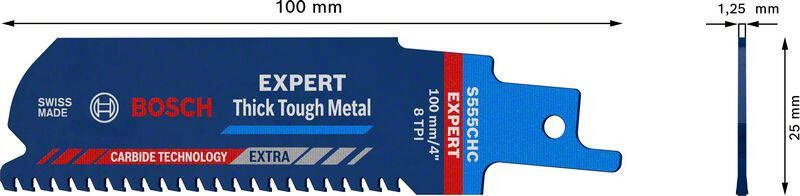 Bosch Accessoires Expert 'Thick Tough Metal' S 555 CHC reciprozaagblad 1 stuk 1 stuk(s) 2608900364