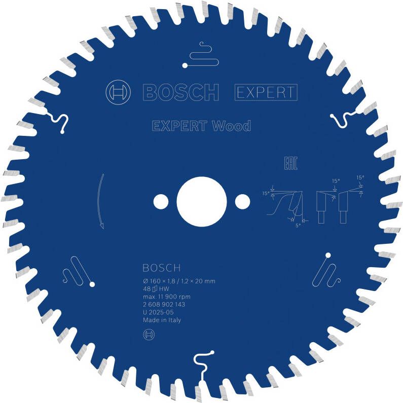 Bosch Accessoires EXPERT Wood Cirkelzaagblad | 160 x 1 8 1 2 x 20 mm | T48 2608902143