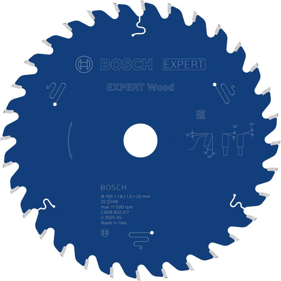 Bosch Accessoires EXPERT Wood Cirkelzaagblad | 165 x 1 8 1 3 x 20 mm | T32 2608902217