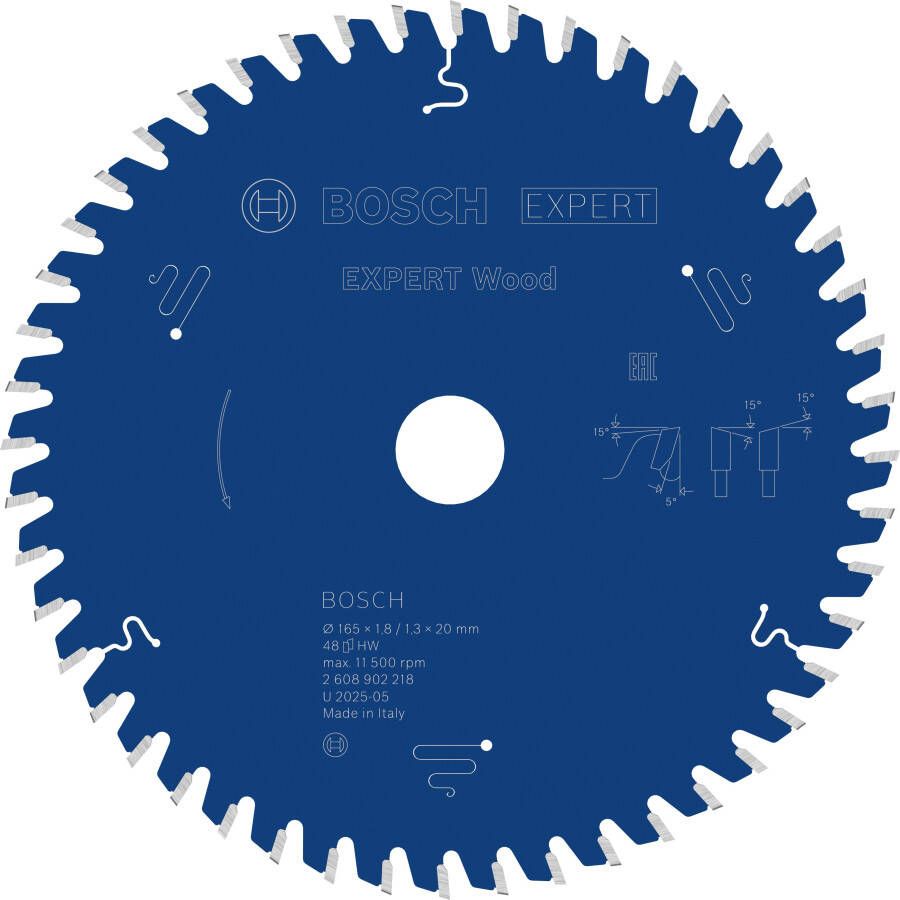 Bosch Accessoires EXPERT Wood Cirkelzaagblad | 165 x 1 8 1 3 x 20 mm | T48 2608902218
