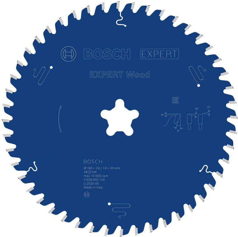 Bosch Accessoires EXPERT Wood Cirkelzaagblad | 190 x 2 6 1 6 x FF mm | T48 2608902154