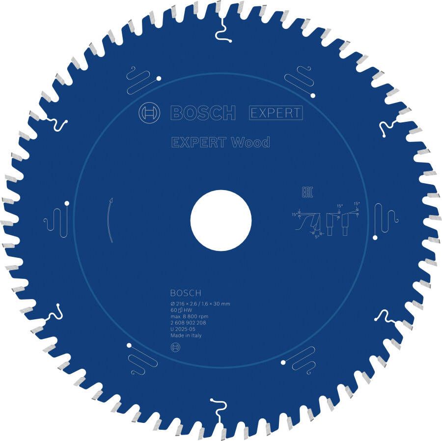 Bosch Accessoires EXPERT Wood Cirkelzaagblad | 216 x 2 6 1 6 x 30 mm | T60 2608902208