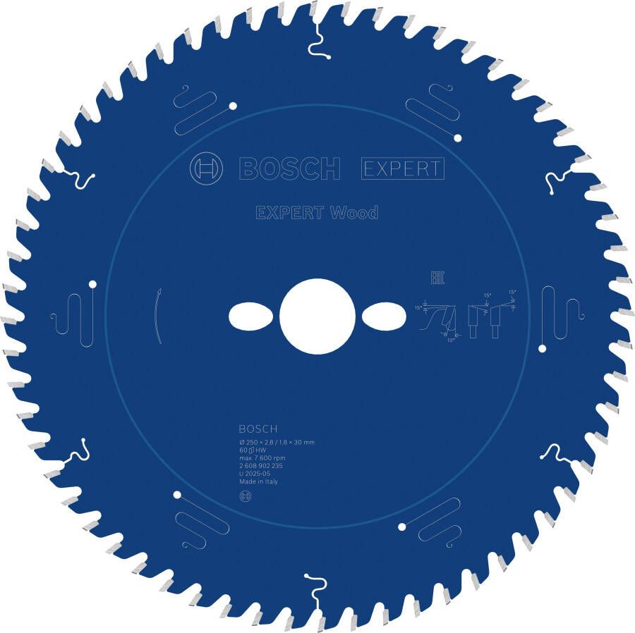 Bosch Accessoires EXPERT Wood Cirkelzaagblad | 250 x 2 8 1 8 x 30 mm | T60 2608902235