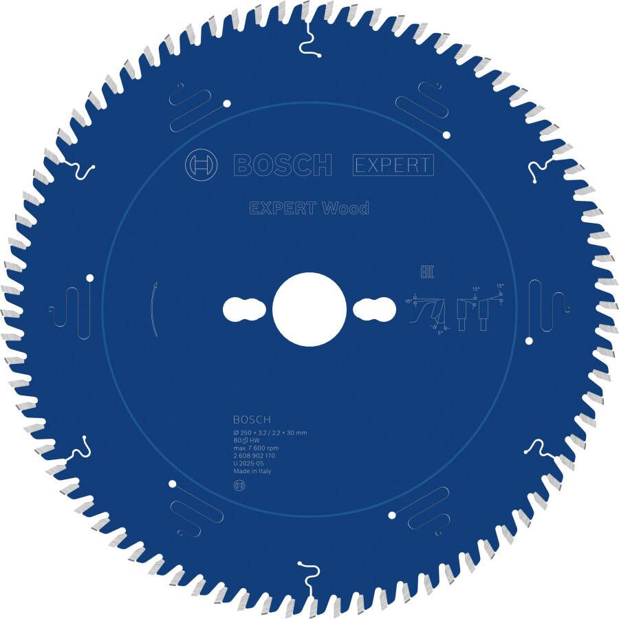 Bosch Accessoires EXPERT Wood Cirkelzaagblad | 250 x 3 2 2 x 30 mm | T80 2608902170