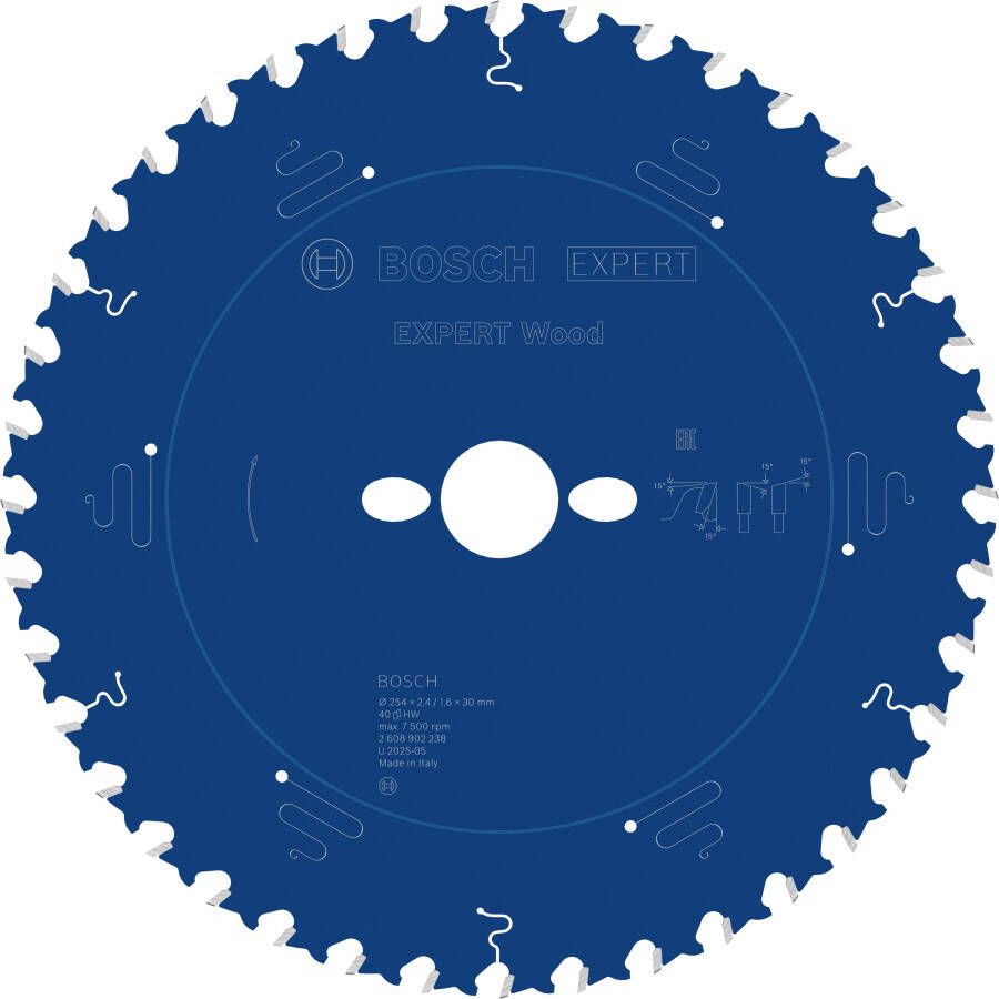 Bosch Accessoires EXPERT Wood Cirkelzaagblad | 254 x 2 4 1 6 x 30 mm | T40 2608902238