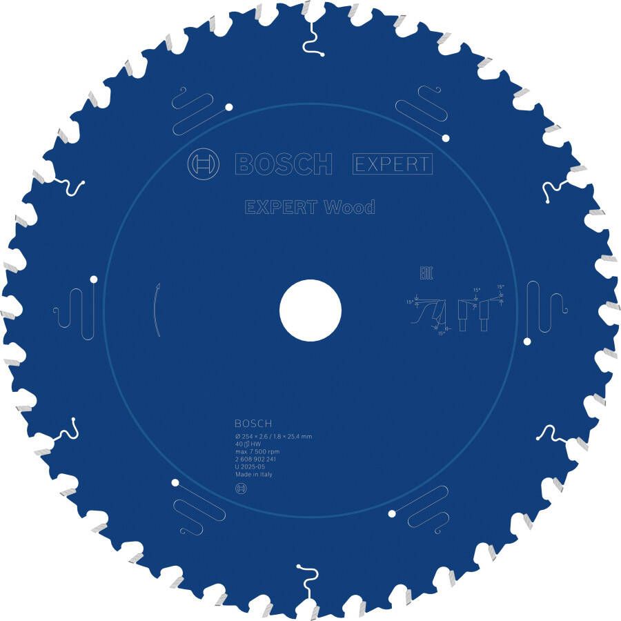 Bosch Accessoires EXPERT Wood Cirkelzaagblad | 254 x 2 6 1 8 x 25 4 mm | T40 2608902241