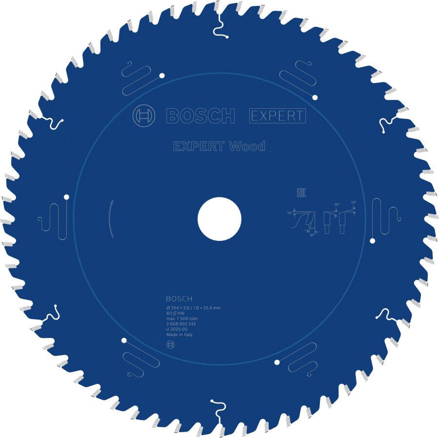 Bosch Accessoires EXPERT Wood Cirkelzaagblad | 254 x 2 6 1 8 x 25 4 mm | T60 2608902242