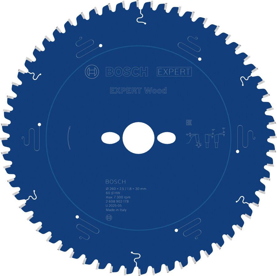 Bosch Accessoires EXPERT Wood Cirkelzaagblad | 260 x 2 5 1 8 x 30 mm | T60 2608902178