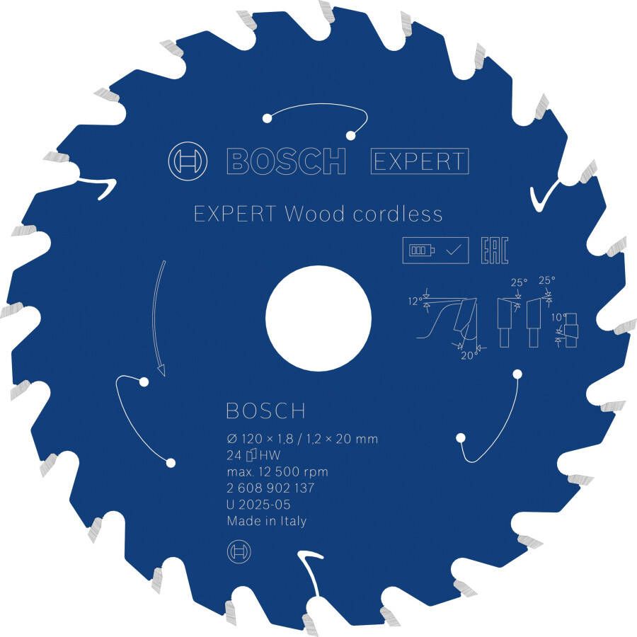 Bosch Accessoires EXPERT Wood cordless Cirkelzaagblad | 120 x 1 8 1 2 x 20 mm | T24 2608902137