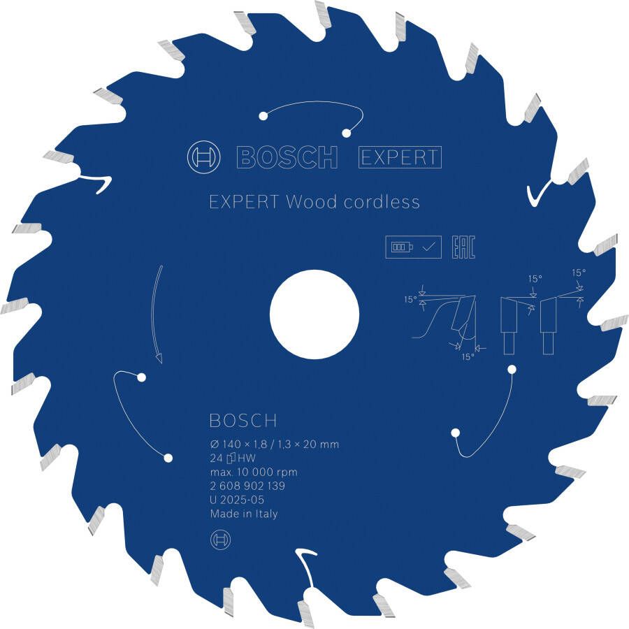 Bosch Accessoires EXPERT Wood cordless Cirkelzaagblad | 140 x 1 8 1 3 x 20 mm | T24 2608902139