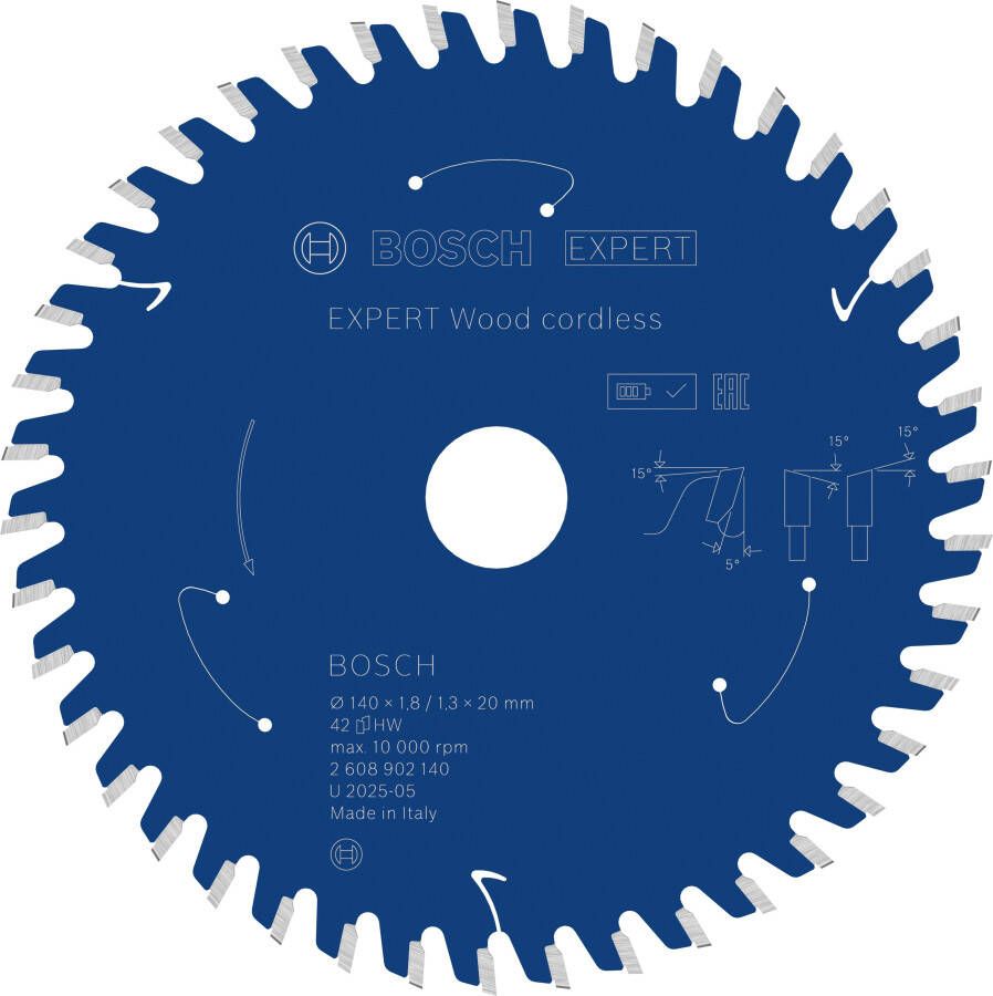 Bosch Accessoires EXPERT Wood cordless Cirkelzaagblad | 140 x 1 8 1 3 x 20 mm | T42 2608902140