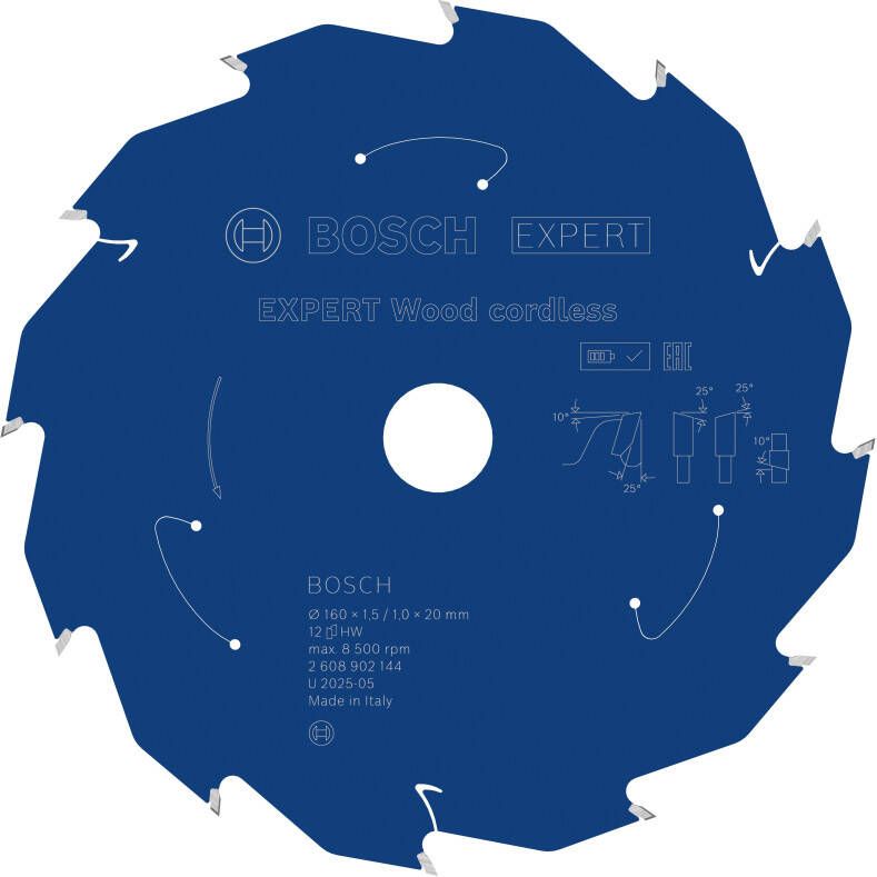 Bosch Accessoires EXPERT Wood cordless Cirkelzaagblad | 160 x 1 5 1 x 20 mm | T12 2608902144