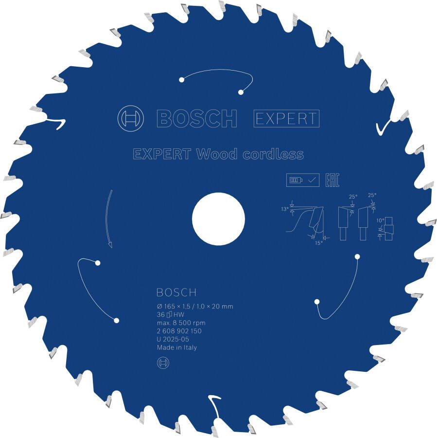 Bosch Accessoires EXPERT Wood cordless Cirkelzaagblad | 165 x 1 5 1 x 20 mm | T36 2608902150