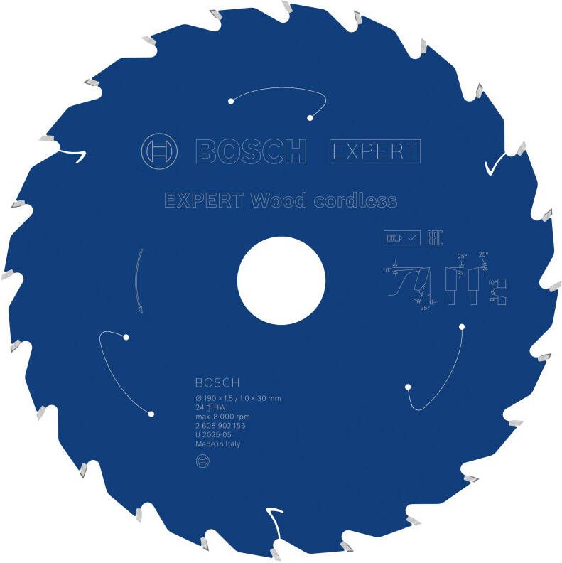 Bosch Accessoires EXPERT Wood cordless Cirkelzaagblad | 190 x 1 5 1 x 30 mm | T24 2608902156