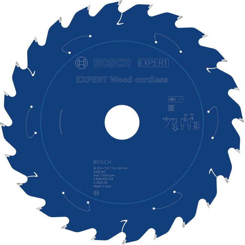 Bosch Accessoires EXPERT Wood cordless Cirkelzaagblad | 210 x 2 1 4 x 30 mm | T24 2608902159