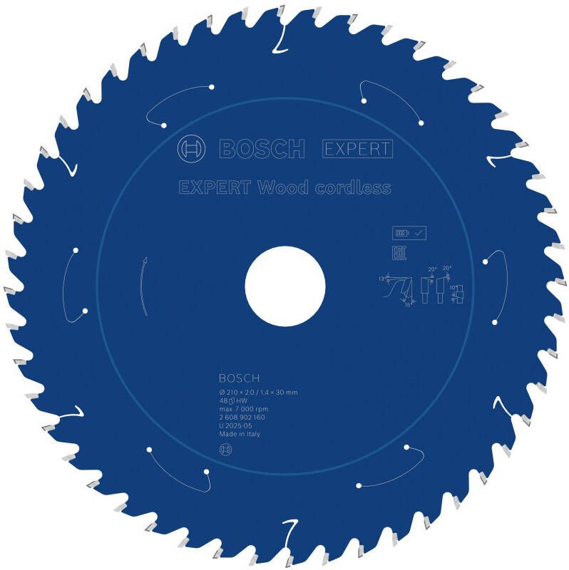Bosch Accessoires EXPERT Wood cordless Cirkelzaagblad | 210 x 2 1 4 x 30 mm | T48 2608902160