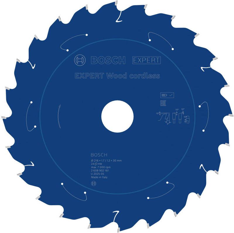 Bosch Accessoires EXPERT Wood cordless Cirkelzaagblad | 216 x 1 7 1 2 x 30 mm | T24 2608902161