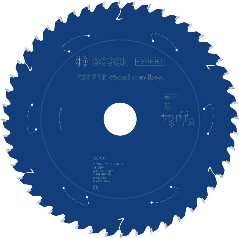 Bosch Accessoires EXPERT Wood cordless Cirkelzaagblad | 216 x 1 7 1 2 x 30 mm | T48 2608902162
