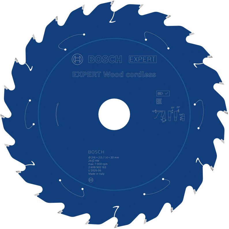 Bosch Accessoires EXPERT Wood cordless Cirkelzaagblad | 216 x 2 1 4 x 30 mm | T24 2608902163