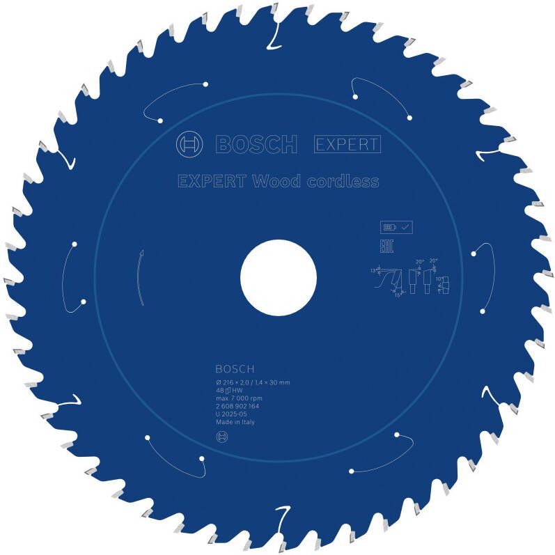 Bosch Accessoires EXPERT Wood cordless Cirkelzaagblad | 216 x 2 1 4 x 30 mm | T48 2608902164