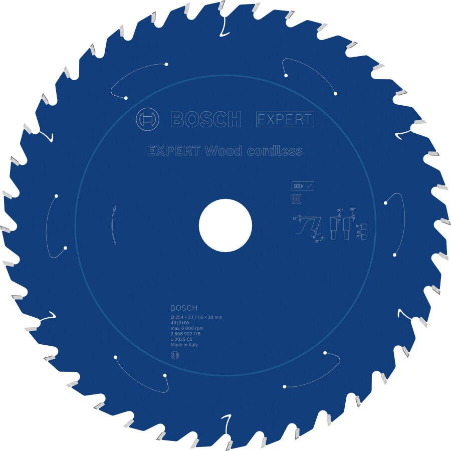 Bosch Accessoires EXPERT Wood cordless Cirkelzaagblad | 254 x 2 1 1 6 x 30 mm | T40 2608902176